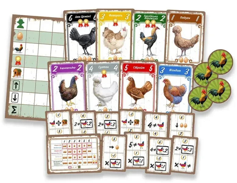 Комплектация настольной игры Hens